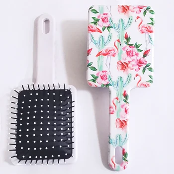 

Oval Cartoon Flamingo Print Hair Detangler Comb,Haircare Massage Scalp Airbag HairStyling Tool,Soft Comb Teeth Curly Barber Comb