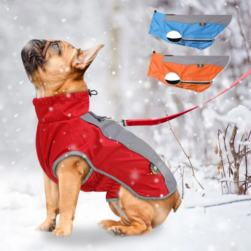 Жилет для собак, куртка, зимняя ветрозащитная Светоотражающая Одежда для собак, теплое пальто для маленьких и крупных собак, французский щенок бульдога, костюм для животных
