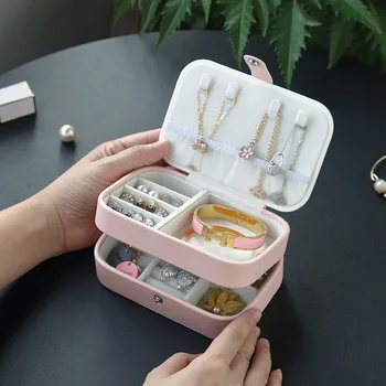 

Double layer jewelry storage box dressing table sorting travel earrings earrings hidden treasure portable jewelry box