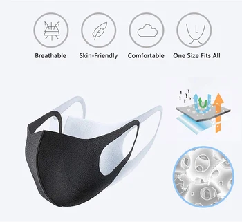 

10 Pcs Hombres Polyester Washable No Odor Face Mask Of PM2.5 Dustproof And Pollution-proof Activated Carbon Filter Solid