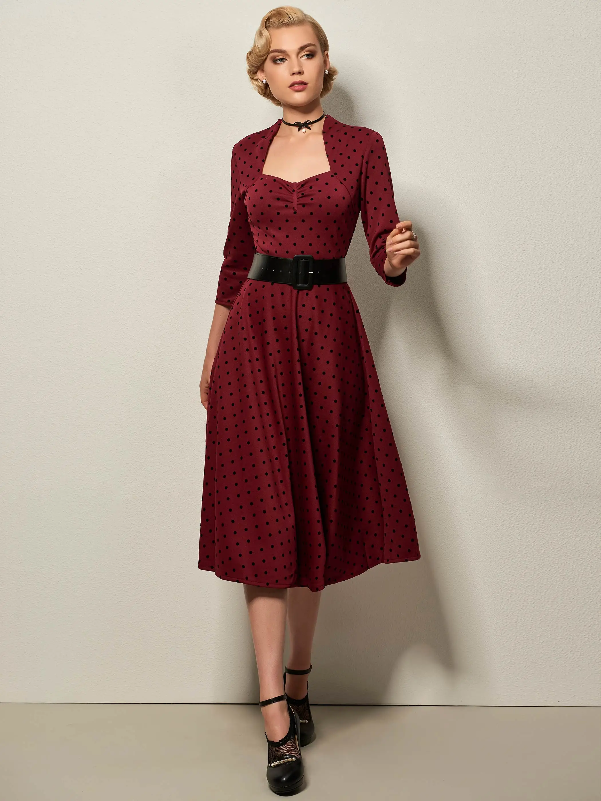 Sisjuly винтажное женское платье 1950 s в горошек элегантные длинные вечерние с модным