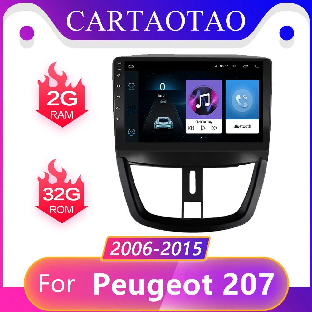 Автомобильный мультимедийный плеер 2 DIN с радио навигацией и gps для Citroen Peugeot 207 Android