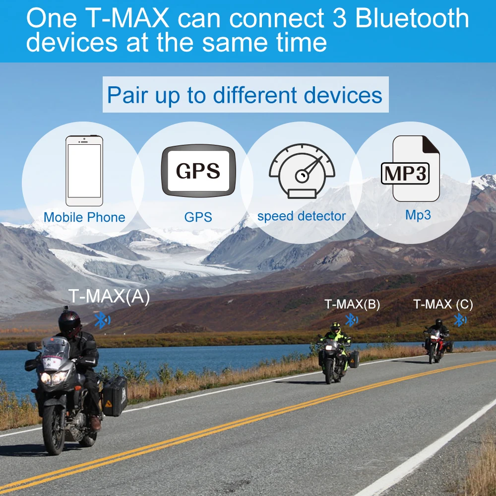 Гарнитура FreedConn T Max для мотоциклетного шлема 2 шт. Bluetooth внутренняя связь 6