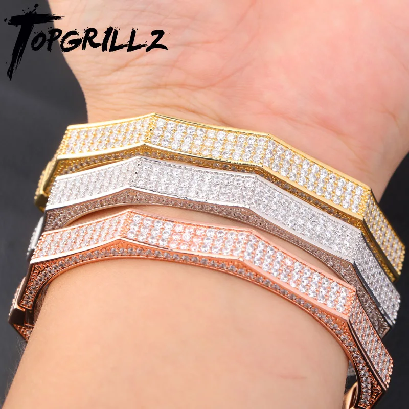 TOPGRILLZ Роскошный Iced Out Bling кубический циркон хип хоп розовое золото серебро многоугольный браслет Micro Pave AAA CZ камень хип хоп ювелирные изделия