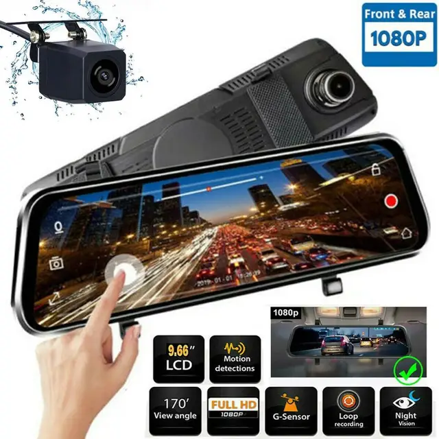 $US $41.55  10inches HD 1080P Dual Lens Car DVR Dash Cam Video Camera Recorder Rearview Mirror Car DVR Gps Navi