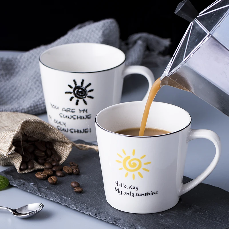 Cute Modern Ceramic Coffee Mug White with Handle Printed Plain Mugs Personalised Tazas Office Milk New MM50MK | Дом и сад