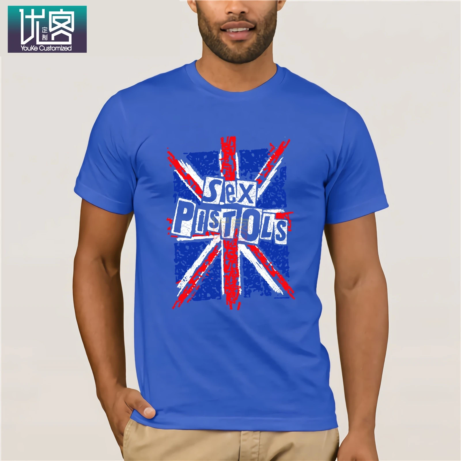 Sex Pistols Union Jack Женская Футболка-Черный удивительный короткий рукав Уникальный Повседневный короткий рукав Топ Хлопок Футболка подарок - Цвет: Blue