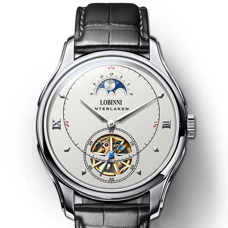 men watch p6 Мужские наручные часы, мужские автоматические механические часы LOBINNI, роскошные мужские водонепроницаемые нарядные наручные часы с кожаным ремешком - Цвет: men watch p6