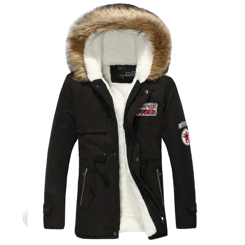 Толстое Мужское пальто Зимняя шерстяная приталенная куртка с капюшоном Мужская бархатная теплая меховая куртка повседневная теплая длинная парка