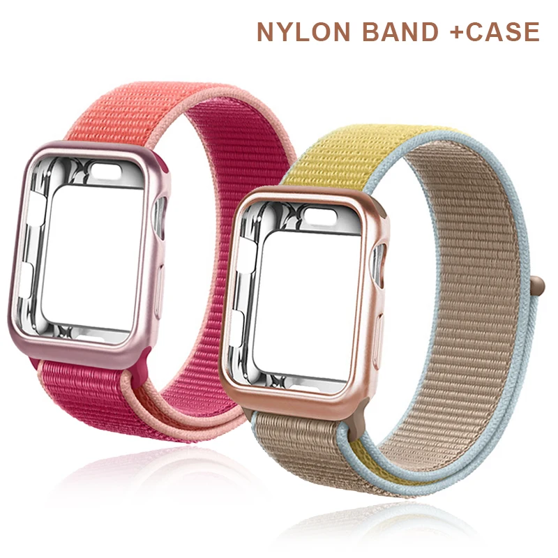 

Sport Soft Belt Breathable Nylon strap+case Apply to apple Series Watch 5 4 3 2 1Series 38mm 42mm band For iwatch 40mm 44mm band