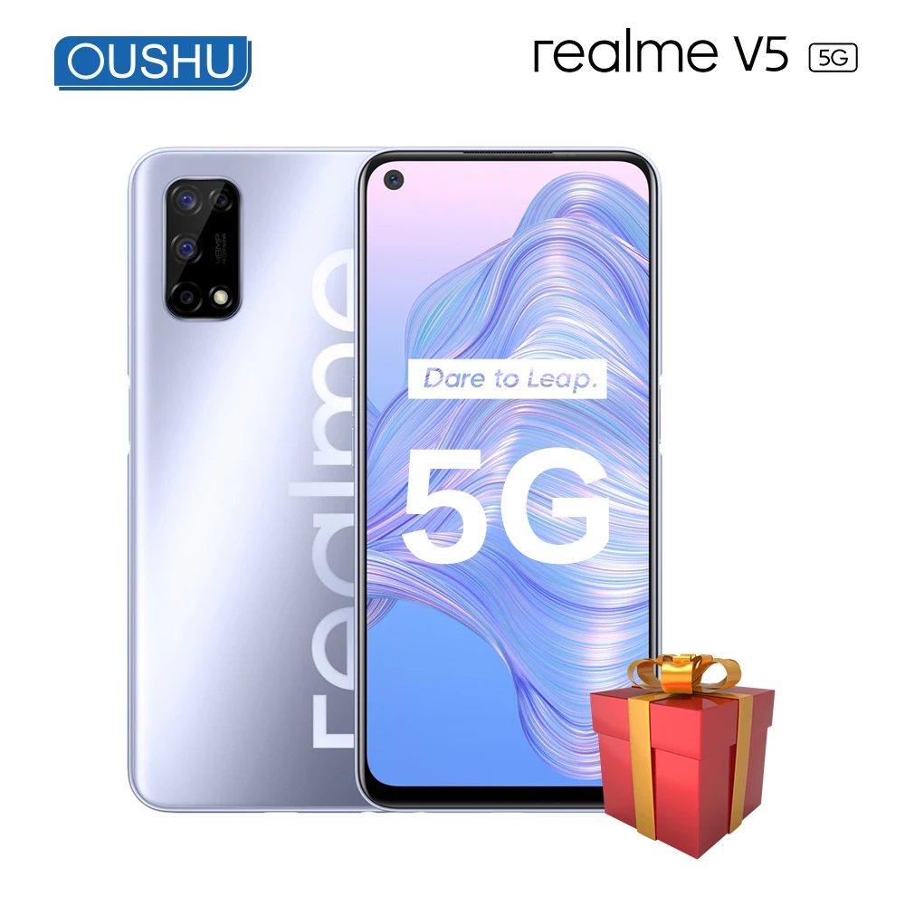 2020 realme V5 DualMode 5G мобильного телефона 6 г 128 5000 мА/ч 30W FlashCharge 48MP Quad сзади Камера 90 Гц