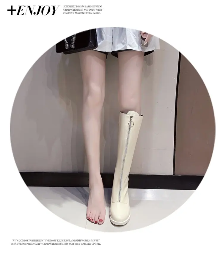 New Slim Boots Sexy Knee High Red Leather Women Snow Boots Women's Fashion Winter Thigh High Boots Shoes Woman