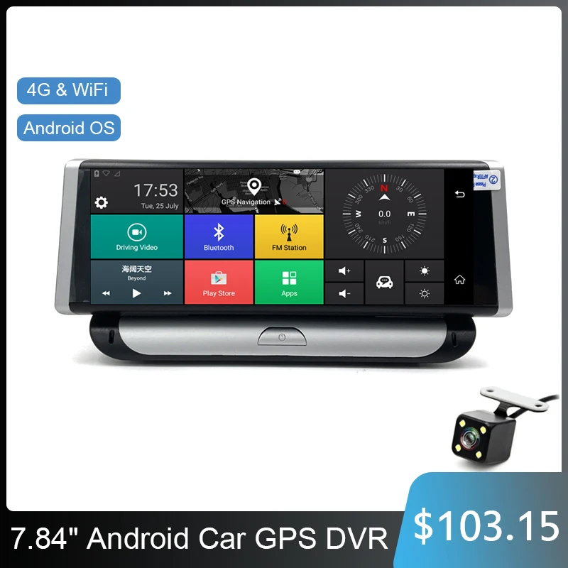 Автомобильный видеорегистратор 8 дюймов 4G ADAS Wi Fi Android GPS навигация 1080P монитор