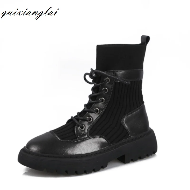 

Elastic Martin boots female 2020 comfortable new wild thick bottom increased stitching boots women