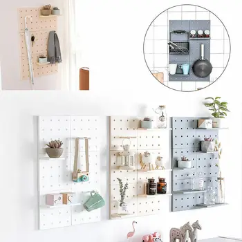 

Plastic Peg Board Wall Mounted Storage Shelf for Living Room Kitchen Bedroom Bathroom Sundries Organizer Storage Shelf H