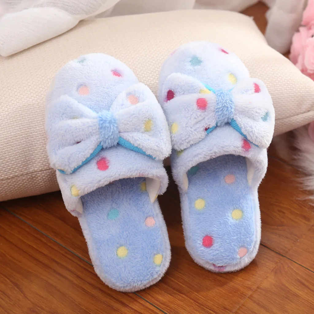 Warm Cute Bow Autumn Winter Woman Slippers Home Wear