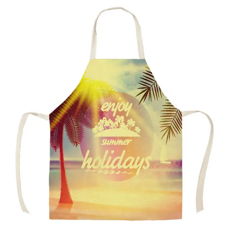 Women Kitchen Apron Cotton Linen Summer Cool Sleeveless Chef Cooking Aprons Kitchen accessories WQ1557