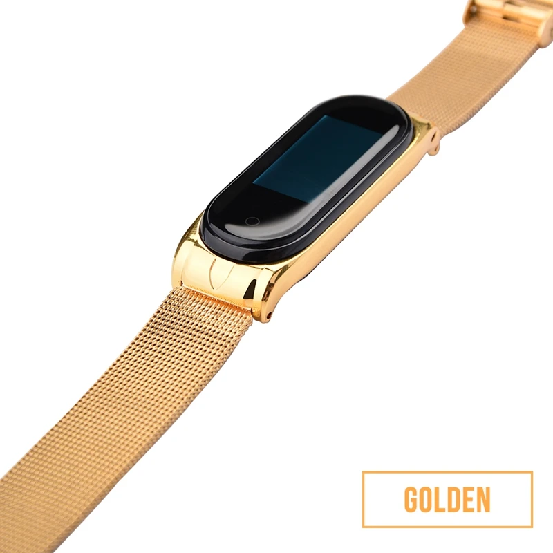 gold Hangrui mi Band 4 сменный металлический ремешок на запястье для Xiaomi mi Band 4 3 Xio mi браслет из нержавеющей стали 4 mi 3 браслет - Color: gold
