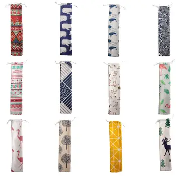 

1 PCPockets Portable Metal Straw Bags Multicolour Reusable Straw Linen Storage Bag Pouch Chopsticks Spoon Tableware Bag