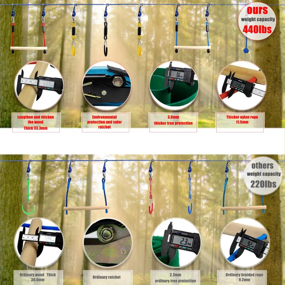 Ninja Line подвесное оборудование для обучения препятствий набор детей 15 м Slackline