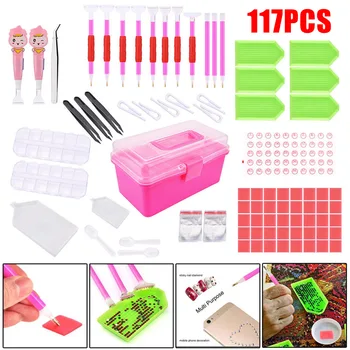 

Spot 5D Diamond Painting Tools Light Drill LED Pen Embroidery Storage Box 117pcs Embroidery Painting Accessories Best Price