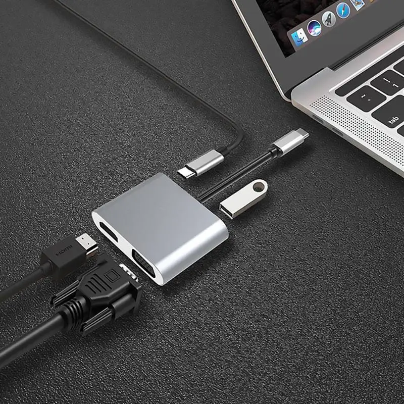 Умелое производство расширение док-станции адаптер Превосходное качество 4 в 1 usb type-C концентратор до 4 к HDMI USB3.0 PD VGA