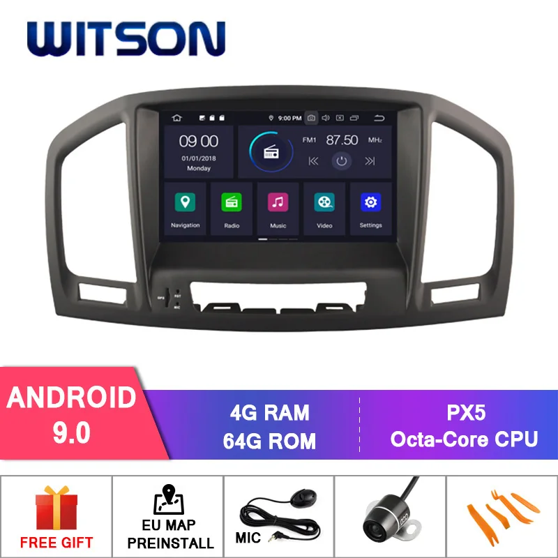 WITSON PX5 Android 9,0 автомобильный DVD gps для OPEL INSIGNIA 2008-2011 Автомобильный аудио gps DVD 4 Гб ram+ 64 Гб FLASH 8 Восьмиядерный+ DVR/wifi+ DAB+ gps - Цвет: PX5 9.0 OS-BLACK