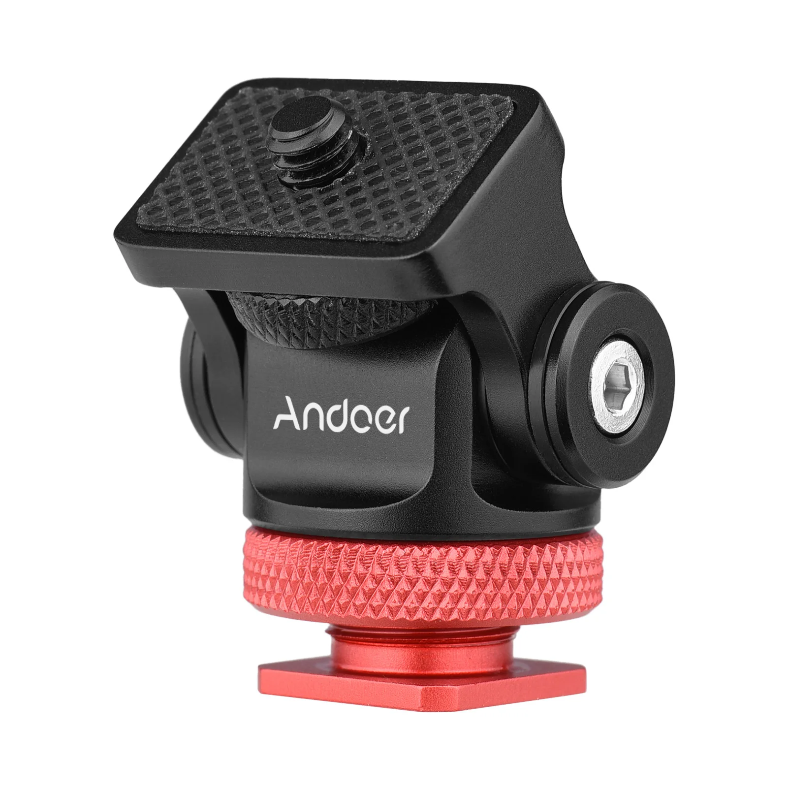 360 Rotatable Camera Monitor Cold Shoe Mount Adapter Head with 1/4