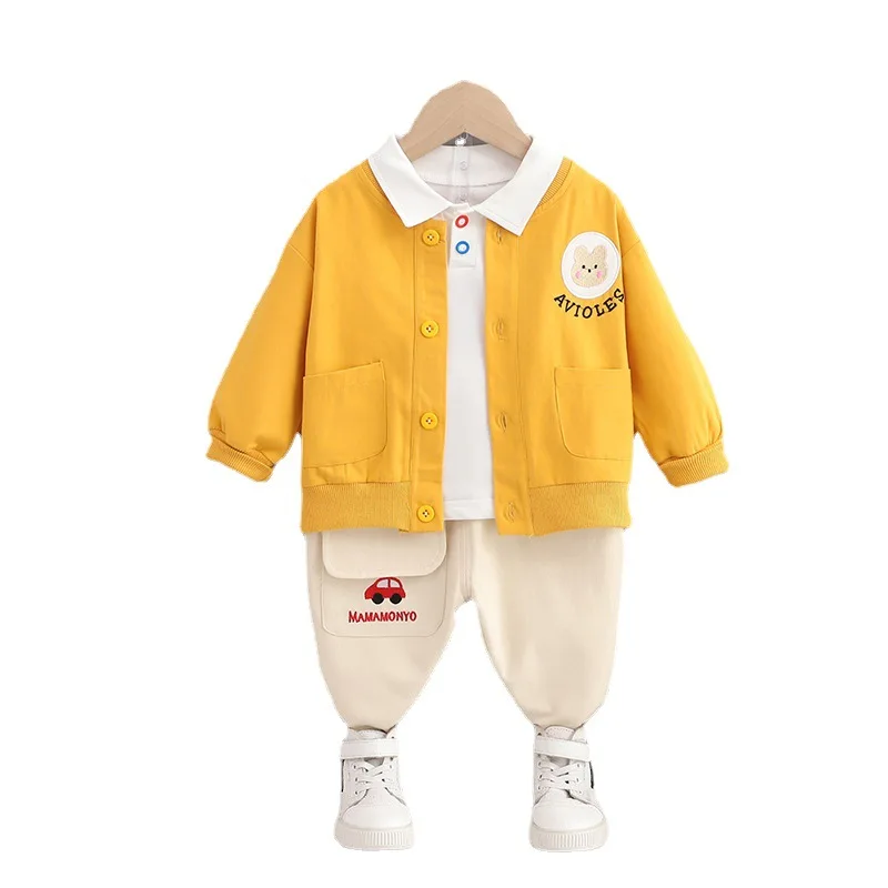 

Spring Baby Fashion Clothes Children Casual Jacket T-Shirt Pants 3Pcs/Sets Autumn Infant Cartoon Costume Kids Cotton Sportswear