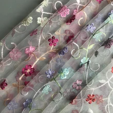 126 см X1Y/шт кружевная вышивка 7 цветов Цветочная ткань для платья ручной работы Свадебная вечеринка Тюль сценическая одежда для кровати подкладка Декор ткань