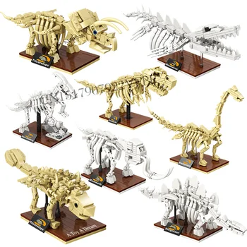 

Jurassic World Park Dinosaur Fossil Tyrannosaurus Rex Velociraptor Triceratops Skull compatible lepining Building Block Toys