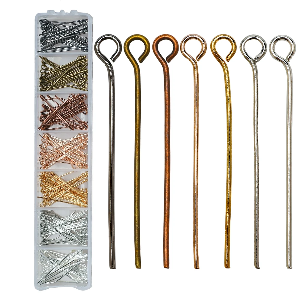 350pcs/set 7colors 25mm Stainless Steel Eye Pins Findings Eye Head Pins