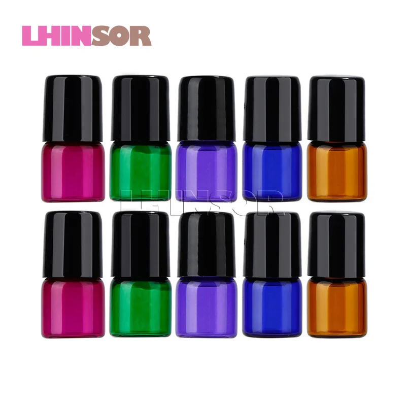 50PC Pack 1ml 2ml 3ml 5ml Colorful Glass Roll on Bottles Doterra Containers Sample bottle Essential 1