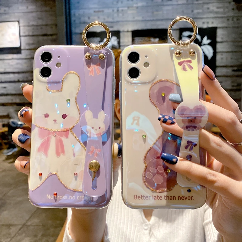 Подставка-держатель для браслета Медведь Кролик синий лазерный алмаз мягкий