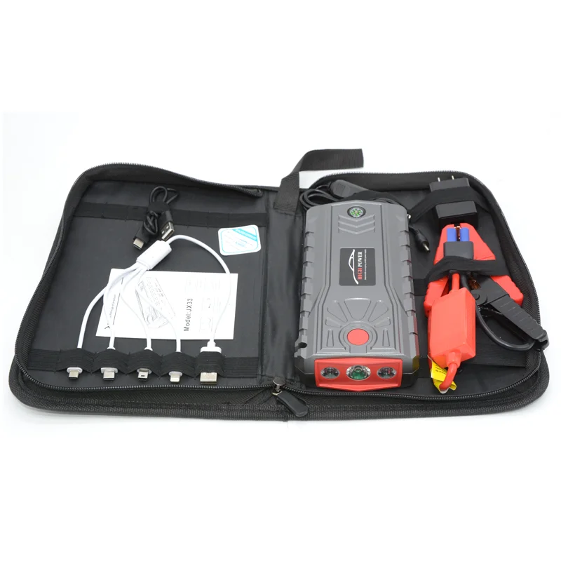 Leather bag Gary Высокомощный пусковой усилитель устройства 21000mAh 800A 12V портативный автомобильный пусковой стартер power Bank автомобильный стартер для автомобильного зарядного устройства - Цвет: Leather bag Gary