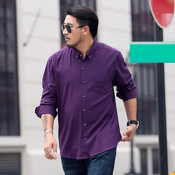 

Business Plus Size Loose Shirt Men Spring New Shirt Solid Color Long-sleeved Men Tide Casual Formal Shirt Men