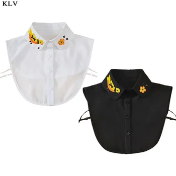 

Korean Women Handmade Beading Jewelry Detachable Fake Collar Faux Crystal Little Oriole Bird Floral Patterned Half-Shirt