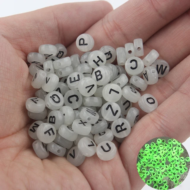 Mixed Letter Acrylic Beads Round Flat Alphabet Digital Cube Loose Spacer Beads For Jewelry Making Handmade Diy Bracelet Necklace Luminous Letter