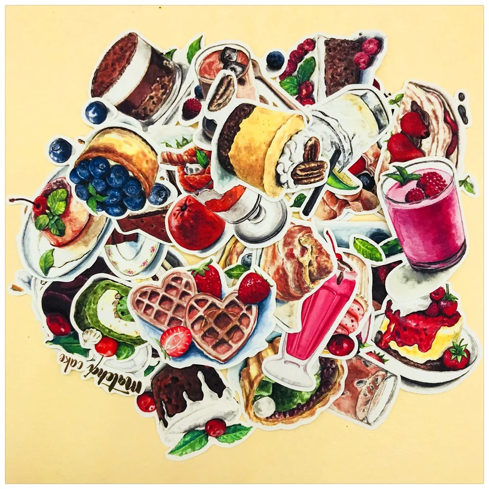 35Pcs/Set Travel Vintage Sweet Candy Cake Fruit Sticker DIY Craft Scrapbooking Album Junk Journal Planner Decorative Stickers