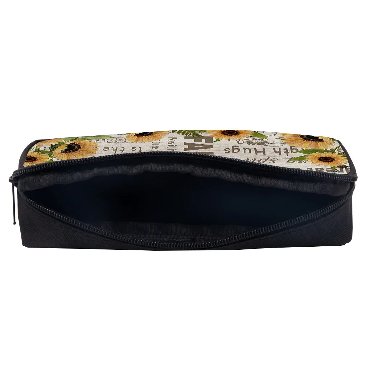 Подсолнух текст деревянная доска текстура печать косметичка для женщин Макияж