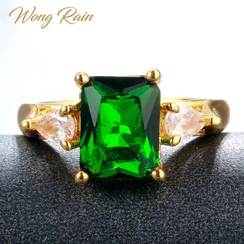 

Wong Rain Vintage 925 Sterling Silver Emerald Gemstone Wedding Engagement Yellow Gold Ring Fine Jewelry Wholesale Drop Shipping