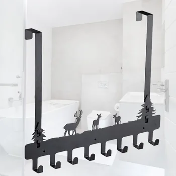 

1Pc No Hole Back Door Wall Hanging Hooks Rack for Storage (Black)