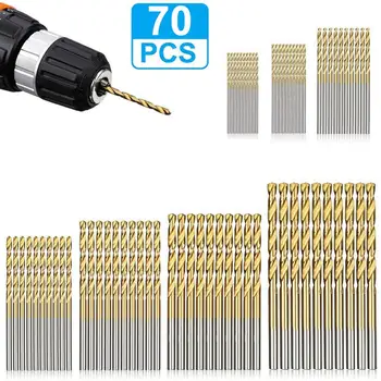 

70PCS Drill Bits Set High Speed Steel Titanium Twist Drill Bits Kit For Plastic Aluminum Alloy Soft Metal