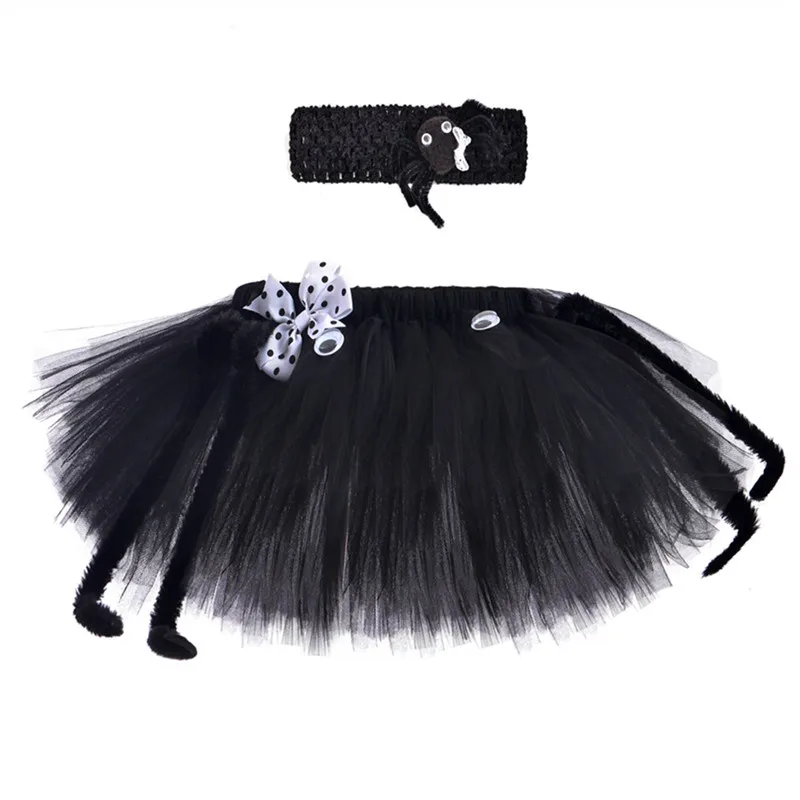 

Halloween Tutu Set Spider Skirt with Crochet Headband Bar Haunted House Horror Skirt Set for Party Cosplay Photography Props