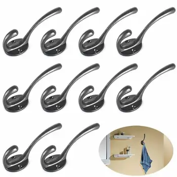 

10pcs S-shaped Hanging Hooks American Style Hook Metal Hook Clothes Holder Hanger Zinc Alloy Accessories (32g, Black)