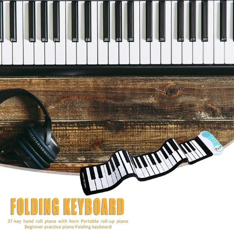 Портативная 37 клавишная клавиатура для фортепиано, силиконовая гибкая складная клавиатура для фортепиано без аккумулятора, музыкальный инструмент