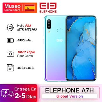 Перейти на Алиэкспресс и купить Глобальная версия ELEPHONE A7H Helio P23 4GB 64GB смартфон 6,4 дюймAndroid 9,0 3900 мА/ч, 13MP тройной задней камеры разблокировка по отпечатку пальцев