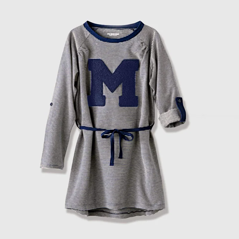 Платья в полоску для девочек от 2 до 6 лет осенние хлопковые платья для маленьких девочек однотонное платье принцессы с длинными рукавами Повседневные детские платья с круглым вырезом для девочек