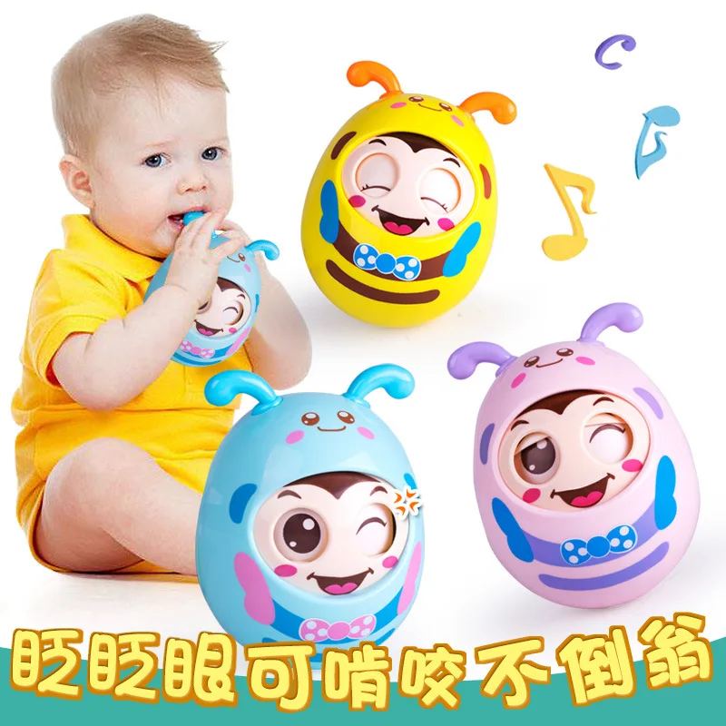 

Infant Cartoon Hand Catching Ball Children's Puzzle Early Education Blinking Nod Soft Ear Tumbler Baby Toy