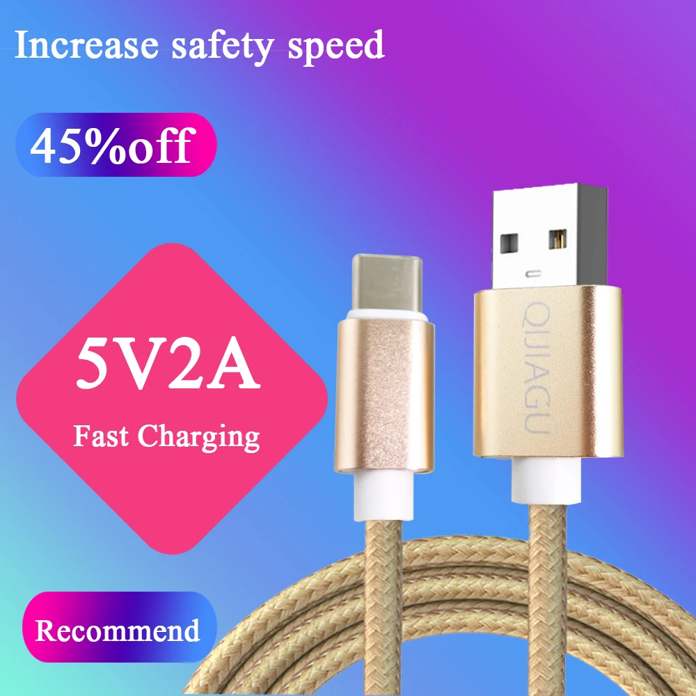 Q2 Плетеный провод USB 1 м 2A зарядный кабель для передачи данных мобильного телефона